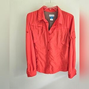 Columbia Red Orange Lightweight Shirt Jacket Casual Omni Shield